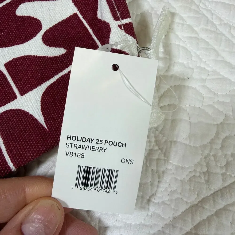 Vuori Red White Holiday Pouch Travel Cosmetic Zip Bag Festive Gift Accessory